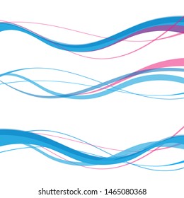 Vector blue, pink wavy wave abstract swoosh background. Wavy waves banner color line for web banner. 