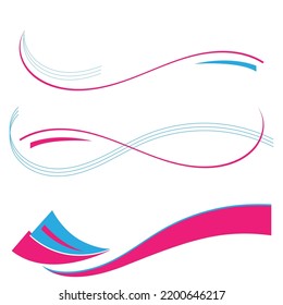 Vector Blue, Pink Wavy Wave Abstract Swoosh Background. Wavy Waves Banner Color Line For Web Banner. 