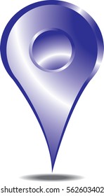 Vector blue pinpoint icon isolated on white background. Pinpoint symbol, sign. Pinpoint icon for website, gps navigator, apps, business card. Vector flat icon for web and print. 