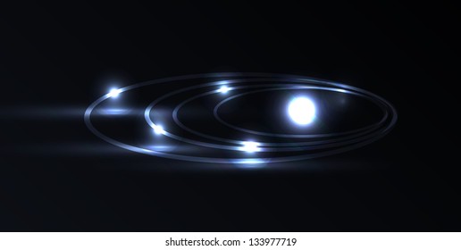 Vector blue plasma laser galaxy. Isolation over dark and black background