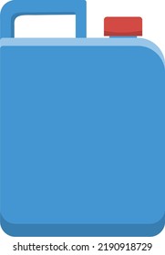 Vector de plástico azul lata de gasolina con tapón rojo, aislado en fondo blanco