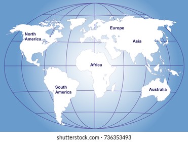 vector blue political map of the world