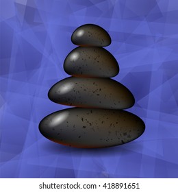 Vector Blue Polygonal Spa Background with Stones.