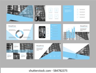 Vector blue presentation template, infographic elements template design set, annual report, booklet, brochure, leaflet, flyer, banner, posture, web, marketing advertising, blurred