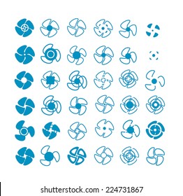 Vector blue propellers icons set