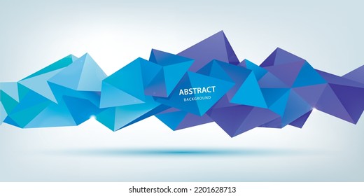 Vector Blue And Purple Abstract Geometric 3d Facet Shape Isolated, Crystal, Origami Style. Use For Banners, Web, Brochure, Ad, Poster, Etc. Low Poly Modern Background. 