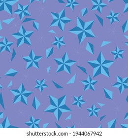 Patrón de fondo de estrellas azul vectorial y púrpura
