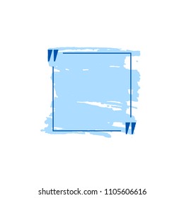 Vector Blue Quote Box with Hand Drawn Strokes, Blank Template Isolated on White Background.