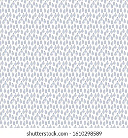 Vector Blue Rain Drops on White Background Seamless Repeat Pattern. Background for textiles, cards, manufacturing, wallpapers, print, gift wrap and scrapbooking.