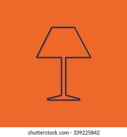 Vector blue reading-lamp icon on orange background 