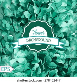 Vector blue realistic hydrangea, lavender. Illustration of flowers. Vintage. Can be used for gift wrapping paper, birthday, mother's day. EPS