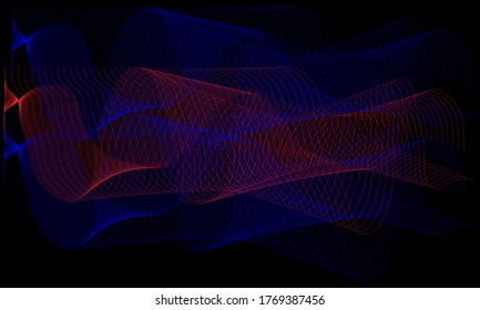 Vektorblau und rot abstraktes Wellendesign-Element. Transparente Rauchwelle