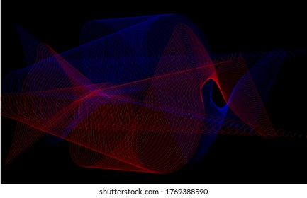 Vector blue and red abstract wave design element. Transparent smoke wave