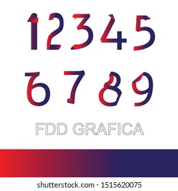 Vector Blue and Red Alphabet Numbers