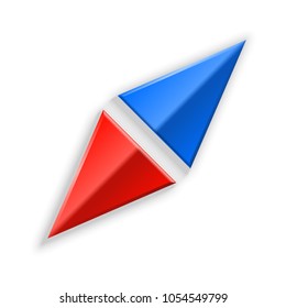 Vector blue and red Arrow banners set. Direct shape. 3d Abstract Business infographic presentation diagram. Section compare service. Up and down trend. Flat Paper index Exact pointer Isolated on white