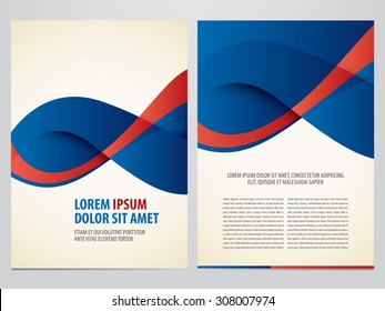 Vector Blue And Red Business Brochure, Flyer Template. Modern Corporate Design.