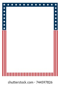 Vector Blue And Red Patriotic Stars And Stripes Retro Page Border