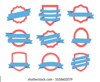 Vector blue - red set Badge, Ribbons and Labels. Elements isolated on white background