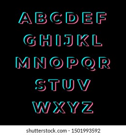 vector blue red shadowed font and alphabet