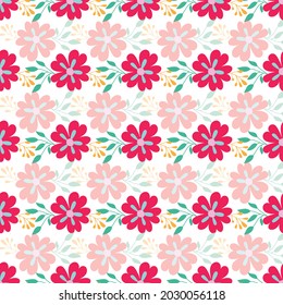 emmas de rayas rojas azul vectorial flores fondo de patrón ininterrumpido