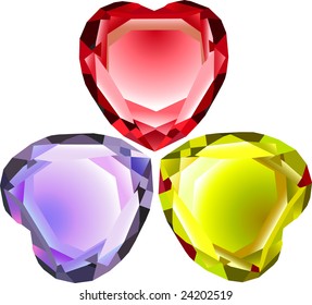 trébol vectorial azul rojo y amarillo en forma de corazón de diamante