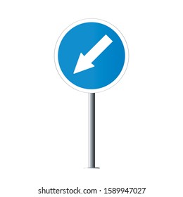 Vector blue Regulatory signs of Keep left on white background. Traffic Sign. illustration eps 10.
