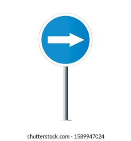 Vector blue Regulatory signs of Turn right on white background. Traffic Sign. illustration eps 10.