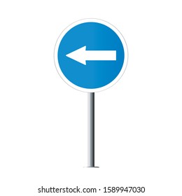 Vector blue Regulatory signs of Turn left on white background. Traffic Sign. illustration eps 10.