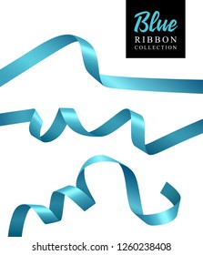 Vector Blue Ribbon banners collections design isolated on white background, illustration