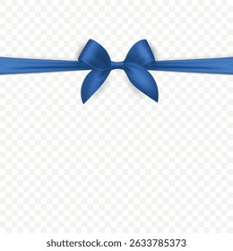 Vector Blue Ribbon Bow Isolated. Realistic Satin Bow and Ribbon. Blue Ribbon Bow for Gift, Present, Decoration, Holiday, Celebration, Packaging, Greeting Card, Invitation, Party, Design, Poster