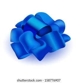 vector blue ribbon bow for present isolated on white background