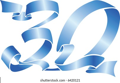 vector blue ribbon formed the 30 number