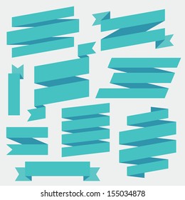 Vector Blue Ribbons Set