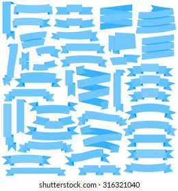 Vector blue Ribbons Set