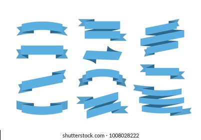 Vector Blue ribbons set. Elements isolated on white background