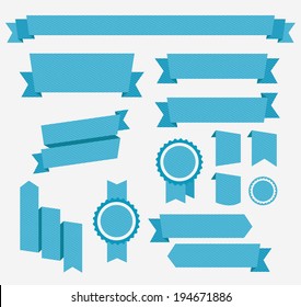 Vector Blue ribbons set. Elements isolated on white background