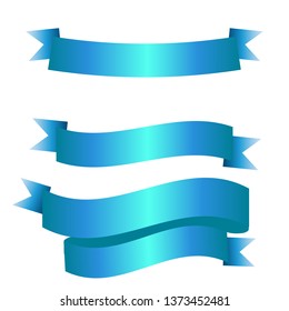  Vector blue ribbons.Ribbon banner set. 