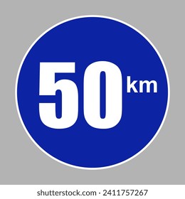 Vector blue road sign with various speed number signs
