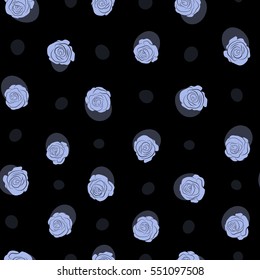 Vector blue rose flowers seamless pattern.