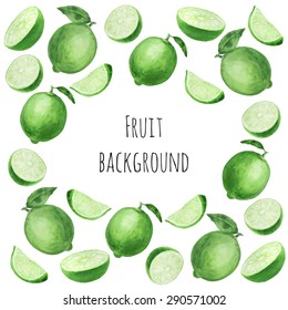 Vector blue round background with watercolor berries. Background for packaging, cards and posters.