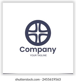 Vector blue round logo with a cross logo design template