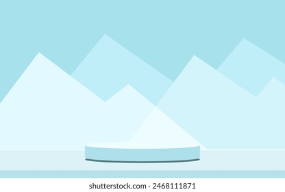 Podio redondo azul Vector, pedestal o plataforma, fondo para la presentación de productos cosméticos. podio 3d. Lugar de publicidad. Fondo de soporte de producto en blanco en colores pastel