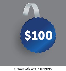 Vector Blue Round Wobbler with Transparent Strip Isolated on a grey Background