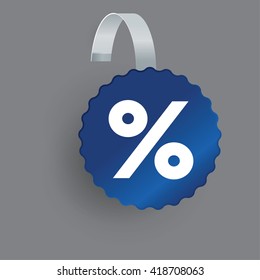 Vector Blue Round Wobbler with Transparent Strip Isolated on a grey Background