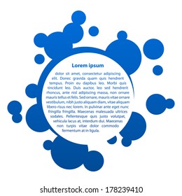 vector blue rounded abstract bubble frame with some sample text