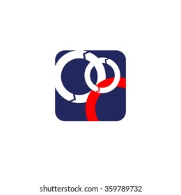 Vector of blue rounded square icon with red and white elements.