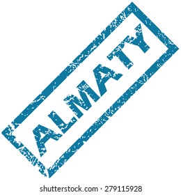 Vector blue rubber stamp with city name Almaty, isolated on white
