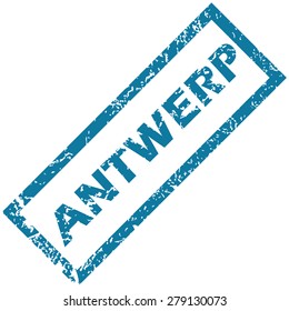 Vector blue rubber stamp with city name Antwerp, isolated on white