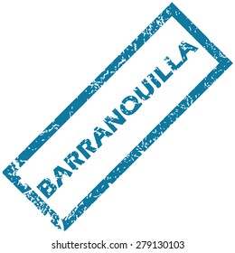 Vector blue rubber stamp with city name Barranquilla, isolated on white