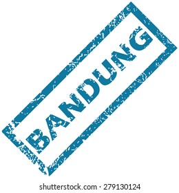 Vector blue rubber stamp with city name Bandung, isolated on white
